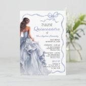 キンセアニラブルードレススカロップドリボンボウ写真 招待状 (スタンド正面)
