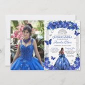 キンセアニラブルーバラフローラプリンセス写真 招待状 (正面)
