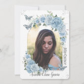 キンセアニラブルーフローラプリンセス蝶の写真 招待状 (正面)