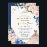 キンセアニラブルー王室の赤面フローラボールガウン 招待状<br><div class="desc">文字のスタイルと配置をさらに再調整し、フォーマットするにはカスタマイズ、単にitボタンを押すだけで簡単かつ迅速に独自の言葉を使用して、この素敵なキンセニェラの招待をパーソナライズ。一致するアイテムをストアで利用可能！ハッピーキャットスタジオ</div>