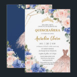 キンセアニラブルー王室の赤面フローラボールガウン 招待状<br><div class="desc">文字のスタイルと配置をさらに再調整し、フォーマットするにはカスタマイズ、単にitボタンを押すだけで簡単かつ迅速に独自の言葉を使用して、この素敵なキンセニェラの招待をパーソナライズ。一致するアイテムをストアで利用可能！ハッピーキャットスタジオ</div>