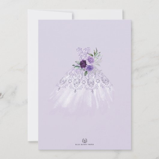 キンセアニラプリンセスドレスパープルシルバーフローラ 招待状 (裏面)