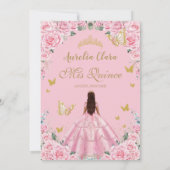 キンセアニラプリンセスピンクローズフローラヴィンテージ金ゴールド 招待状 (裏面)