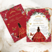 キンセアニラプリンセスレッドローゼスフローラヴィンテージ金ゴールド 招待状