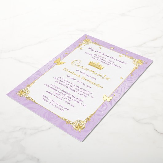 キンセアニラプリンセス薄紫パープルフローラ 箔招待状 (回転した状態)