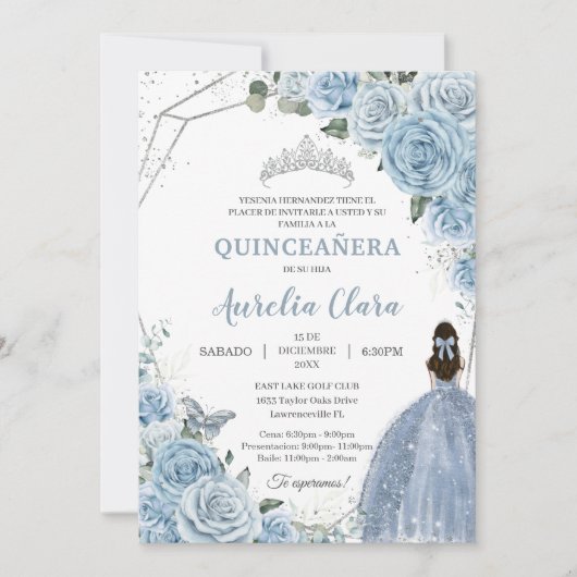 キンセアニラベビーソフトブルーフローラ15アニョスパドリノス 招待状 (正面)