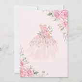 キンセアニラベビーピンクフローラ金ゴールドクラウンプリンセス 招待状 (裏面)