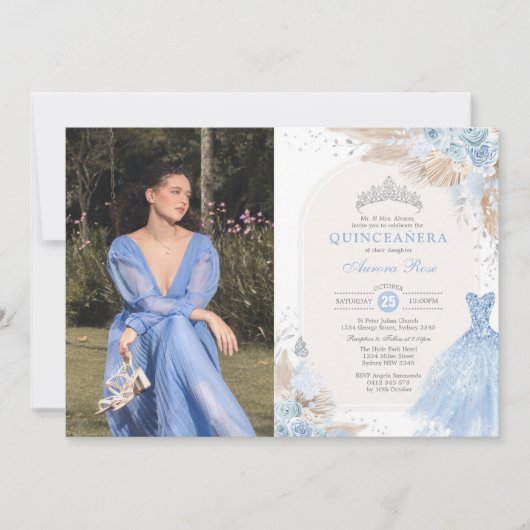 キンセアニラベビーブルーシルバーボホミスカインスアノス 招待状 (正面)