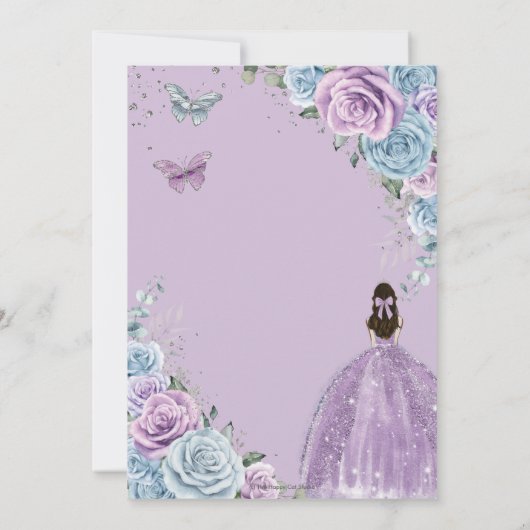 キンセアニラベビーブルーパープル薄紫フローラ銀 招待状 (裏面)