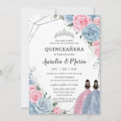 キンセアニラベビーブルーピンクフローラツインズシルバー 招待状 (正面)