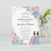 キンセアニラベビーブルーピンクフローラツインズシルバー 招待状 (スタンド正面)