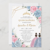 キンセアニラベビーブルーピンクフローラバラツインズ 招待状 (正面)