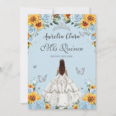 キンセアニラベビーブルーフローラサンフラワーズシルバー 招待状 (裏面)