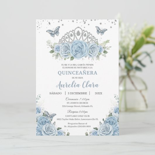 キンセアニラベビーブルーフローラシルバークラウンエスパニョール 招待状 (スタンド正面)