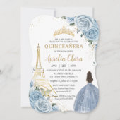 キンセアニラベビーブルーフローラパリ金ゴールドクラウン 招待状 (正面)