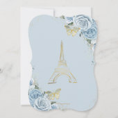 キンセアニラベビーブルーフローラパリ金ゴールドクラウン 招待状 (裏面)