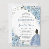 キンセアニラベビーブルーフローラブラウンプリンセス15日 招待状 (正面)