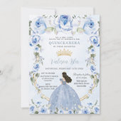 キンセアニラベビーブルーフローラプリンセスドレス金ゴールド 招待状 (正面)