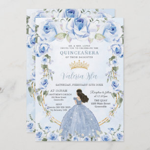 キンセアニラベビーブルーフローラプリンセスドレス金ゴールド 招待状