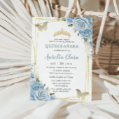 キンセアニラベビーブルーフローラ金ゴールド蝶16th 招待状