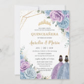 キンセアニラベビーブルー薄紫パープルフローラツインズ 招待状 (正面)