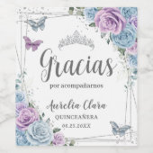 キンセアニラベビーブルー薄紫フローラ蝶 ワインラベル (シングルラベル)