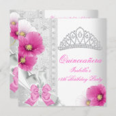 キンセアニラホワイトピンクフローラダイアモンドティアラ 招待状 (正面/裏面)