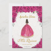 キンセアニラマゼンタホットピンクフローラプリンセス金ゴールド 招待状 (裏面)