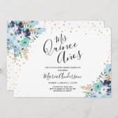 キンセアニラミクリンスアニョスブルーフローラ誕生日 招待状 (正面/裏面)