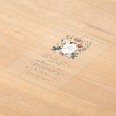 キンセアニラミクリンスフラワークレストモノグラム アクリル招待状 (レイダウン)