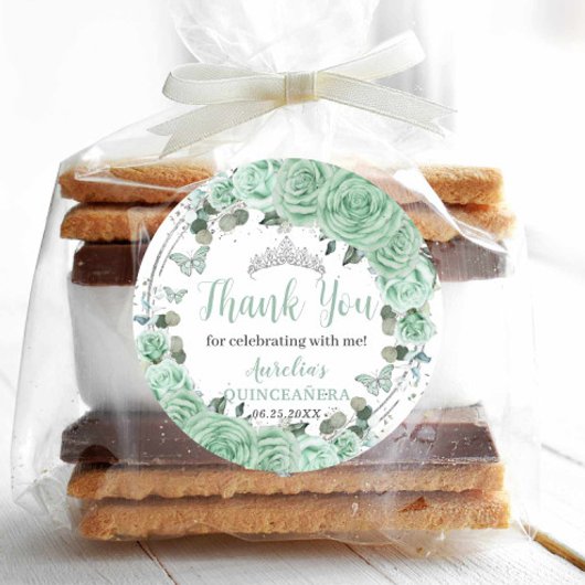 キンセアニラミントグリーンフローラシルバー蝶 ラウンドシール