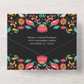 キンセアニラメキシカンフィエスタモダンフローラレッドローズ オールインワン招待状 (裏面)