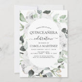 キンセアニラユーカリプトゥスフローラホワイトローズ 招待状 (正面)