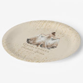 キンセアニララグジュアリーアイボリーパーソナライズされた金ゴールド ペーパープレート (アングル)