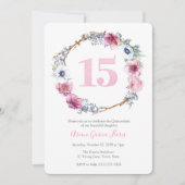 キンセアニララテンアメリカ系女性15th誕生日パーティーfor Girl 招待状 (正面)