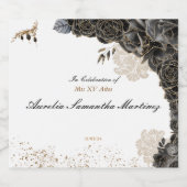 キンセアニララベルシャンパーニュボトルブラック&金ゴールド スパークリングワインラベル (シングルラベル)