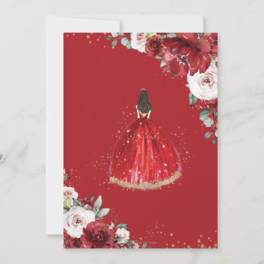 キンセアニラレッドアイボリー赤面フローラプリンセス 招待状 (裏面)