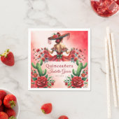 キンセアニラレッドウォーターカラーメキシコガール スタンダードカクテルナプキン (インサイチュ)