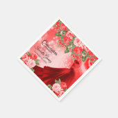 キンセアニラレッドガウンと花 スタンダードカクテルナプキン (角)