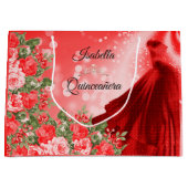 キンセアニラレッドガウンと花 ラージペーパーバッグ (正面)