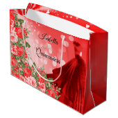 キンセアニラレッドガウンと花 ラージペーパーバッグ (裏面アングル)