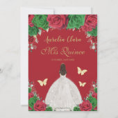 キンセアニラレッドグリーンフローラプリンセスホワイトドレス 招待状 (裏面)