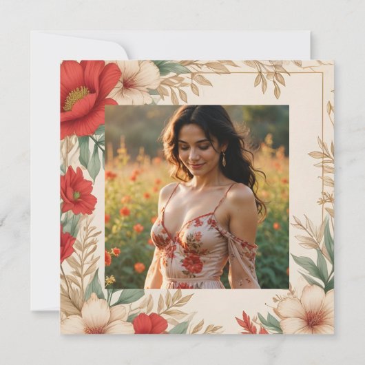 キンセアニラレッドシェーズ甘いフローラスペインの写真 招待状 (裏面)