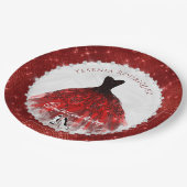 キンセアニラレッドダイヤモンドスパークルグラム ペーパープレート (アングル)