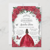 キンセアニラレッドドレスバラフローラヴィンテージ銀 招待状 (正面)