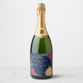 キンセアニラレッドフローラエンチャントバラネイビーブルー スパークリングワインラベル (正面)