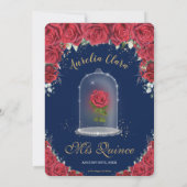 キンセアニラレッドフローラエンチャントバラネイビーブルー 招待状 (裏面)