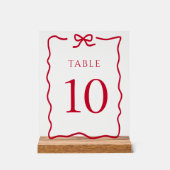 キンセアニラレッドボウテーブル番号 アクリルサイン (正面)