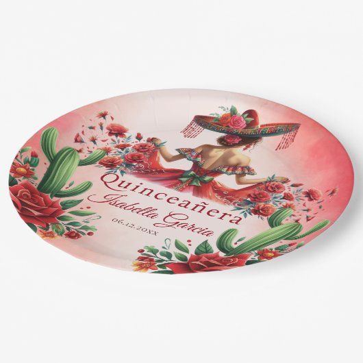 キンセアニラレッドメキシコスタイル ペーパープレート (アングル)