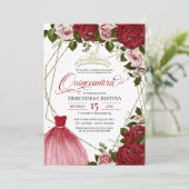 キンセアニラレッドローズゴールデンティアラ誕生日パーティー 招待状 (スタンド正面)